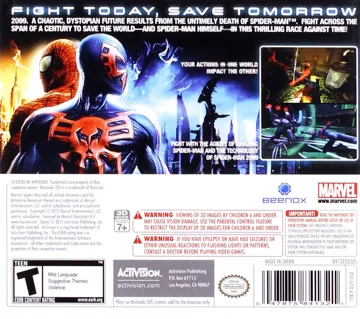 SpiderMan Edge of Time (Usa) box cover back